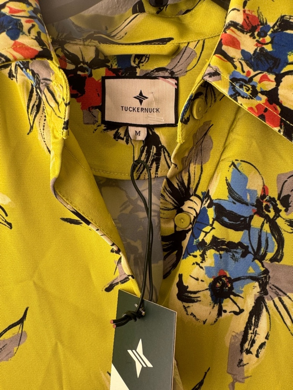 Tuckernuck Lime Floral Pleated Long-Sleeve Shirtdress - Picture 3 of 10